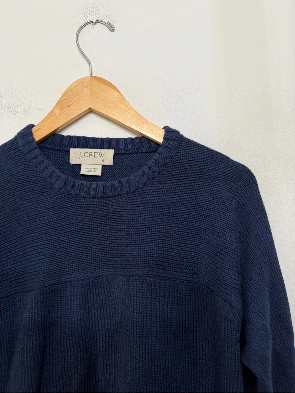 J. Crew Heritage Cotton Crewneck Sweater Knit Pullover Navy Blue Cozy Men’s M
